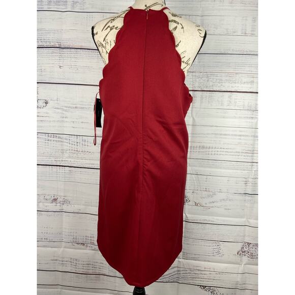 Lulus Endlessly Endearing Wine Red Dress Womens L Halter Mini Back Zip NWT $49 - Picture 6 of 14